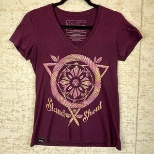 Sevenly V-neck T-Shirt Tee Large Stand & Shout Graphic Burgundy Limited Edition